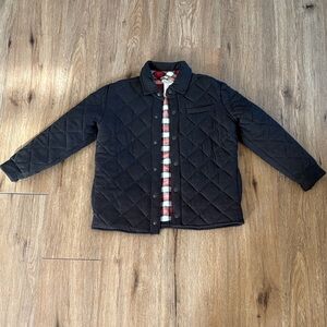 Boys Size 7/8 Tommy Bahama Black Quilted Jacket with Red & White Plaid Lining